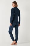 Standart Fit Bisiklet Yaka Yumuşak Kadife Kadın Pijama Takımı 6094202 LACİVERT