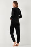 Standart Fit Bisiklet Yaka Yumuşak Kadife Kadın Pijama Takımı 6094201 SİYAH