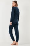 Standart Fit Bisiklet Yaka Yumuşak Kadife Kadın Pijama Takımı 6094201 LACİVERT