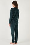 Standart Fit Bisiklet Yaka Yumuşak Kadife Kadın Pijama Takımı 6094201 NEFTİ