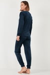Standart Fit Bisiklet Yaka Yumuşak Kadife Kadın Pijama Takımı 6094201 LACİVERT