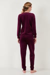 Standart Fit Bisiklet Yaka Yumuşak Kadife Kadın Pijama Takımı 6094202 MOR
