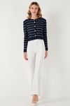 Standart Fit Çizgili Yumuşak Dokulu Crop Triko Kadın Hırka 4615551 LACİVERT