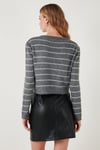 Standart Fit Çizgili Yumuşak Dokulu Crop Triko Kadın Hırka 4615551 GRİ