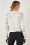 Standart Fit Çizgili Yumuşak Dokulu Crop Triko Kadın Hırka 4615551 TAŞ
