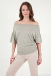 Standart Fit Drape Detaylı Yarasa Kol Kadın T Shirt 5866962 Olive