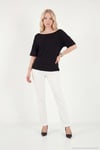 Standart Fit Drape Detaylı Yarasa Kol Kadın T Shirt 5866962 SİYAH