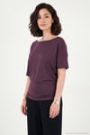 Standart Fit Drape Detaylı Yarasa Kol Kadın T Shirt 5866962 MÜRDÜM