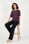 Standart Fit Drape Detaylı Yarasa Kol Kadın T Shirt 5866962 MÜRDÜM