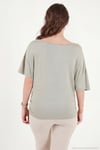 Standart Fit Drape Detaylı Yarasa Kol Kadın T Shirt 5866962 Olive