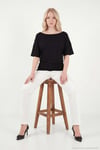 Standart Fit Drape Detaylı Yarasa Kol Kadın T Shirt 5866962 SİYAH