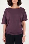 Standart Fit Drape Detaylı Yarasa Kol Kadın T Shirt 5866962 MÜRDÜM