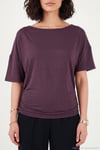 Standart Fit Drape Detaylı Yarasa Kol Kadın T Shirt 5866962 MÜRDÜM