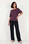Standart Fit Drape Detaylı Yarasa Kol Kadın T Shirt 5866962 MÜRDÜM