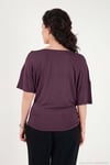 Standart Fit Drape Detaylı Yarasa Kol Kadın T Shirt 5866962 MÜRDÜM