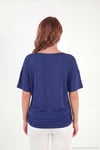 Standart Fit Drape Detaylı Yarasa Kol Kadın T Shirt 5866962 LACİVERT