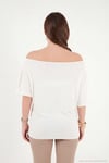 Standart Fit Drape Detaylı Yarasa Kol Kadın T Shirt 5866962 EKRU