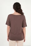 Standart Fit Drape Detaylı Yarasa Kol Kadın T Shirt 5866962 KAHVE