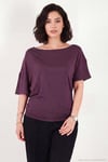 Standart Fit Drape Detaylı Yarasa Kol Kadın T Shirt 5866962 MÜRDÜM
