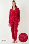 Standart Fit Düğmeli Polarlı Kadın Pijama Takımı 6095616 KIRMIZI