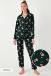 Standart Fit Düğmeli Polarlı Kadın Pijama Takımı 6095615 YEŞİL