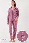 Standart Fit Düğmeli Polarlı Kadın Pijama Takımı 6095615 LİLA