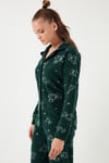 Standart Fit Düğmeli Polarlı Kadın Pijama Takımı 6095616 YEŞİL