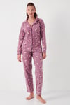 Standart Fit Düğmeli Polarlı Kadın Pijama Takımı 6095615 LİLA