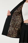 Standart Fit Mono Yaka Desenli Astar Detaylı Blazer Kadın Ceket 6524003 SİYAH