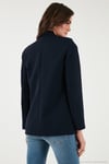 Standart Fit Mono Yaka Desenli Astar Detaylı Blazer Kadın Ceket 6524003 LACİVERT