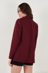 Standart Fit Mono Yaka Desenli Astar Detaylı Blazer Kadın Ceket 6524003 BORDO