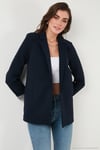 Standart Fit Mono Yaka Desenli Astar Detaylı Blazer Kadın Ceket 6524003 LACİVERT