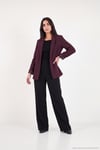 Standart Fit Mono Yaka Desenli Astar Detaylı Blazer Kadın Ceket 6524003 MÜRDÜM