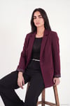 Standart Fit Mono Yaka Desenli Astar Detaylı Blazer Kadın Ceket 6524003 MÜRDÜM