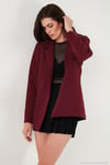 Standart Fit Mono Yaka Desenli Astar Detaylı Blazer Kadın Ceket 6524003 BORDO