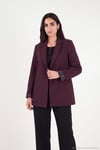 Standart Fit Mono Yaka Desenli Astar Detaylı Blazer Kadın Ceket 6524003 MÜRDÜM