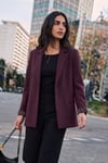 Standart Fit Mono Yaka Desenli Astar Detaylı Blazer Kadın Ceket 6524003 MÜRDÜM