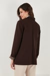 Standart Fit Mono Yaka Desenli Astar Detaylı Blazer Kadın Ceket 6524003 KAHVE
