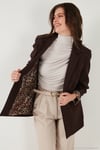 Standart Fit Mono Yaka Desenli Astar Detaylı Blazer Kadın Ceket 6524003 KAHVE