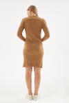 Standart Fit Polo Yaka Fitilli Mini Kadın Elbise 24K0275K1 CAMEL