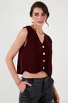 Standart Fit V Yaka Düğmeli Triko Kadın Yelek 4616177 BORDO