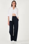 Standart Fit Yüksek Bel Bol Paça Kadın Pantolon 6522280 LACİVERT
