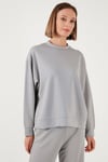 Streç Bisiklet Yaka Oversize Fit Scuba Kadın Sweat 5865879 GRİ