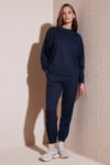 Streç Bisiklet Yaka Oversize Fit Scuba Kadın Sweat 5865879 LACİVERT