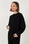 Streç Bisiklet Yaka Oversize Fit Scuba Kadın Sweat 5865879 SİYAH