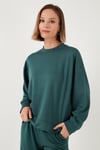 Streç Bisiklet Yaka Oversize Fit Scuba Kadın Sweat 5865879 NEFTİ