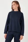 Streç Bisiklet Yaka Oversize Fit Scuba Kadın Sweat 5865879 LACİVERT