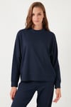 Streç Bisiklet Yaka Oversize Fit Scuba Kadın Sweat 5865879 LACİVERT
