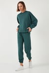 Streç Bisiklet Yaka Oversize Fit Scuba Kadın Sweat 5865879 NEFTİ