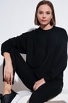 Streç Bisiklet Yaka Oversize Fit Scuba Kadın Sweat 5865879 SİYAH